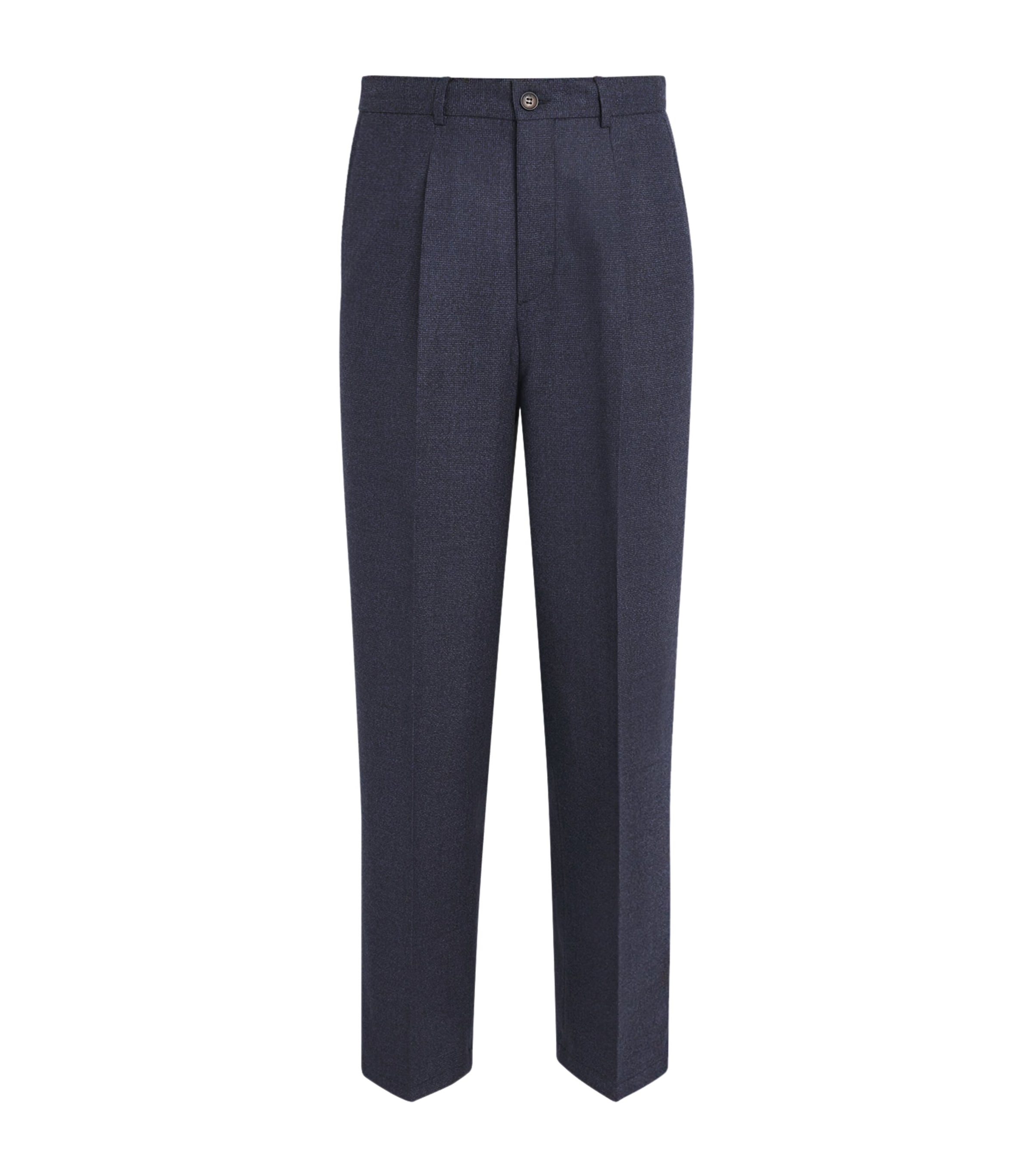 Pal Zileri Mens Virgin Wool Pleated Trousers Blue Navy