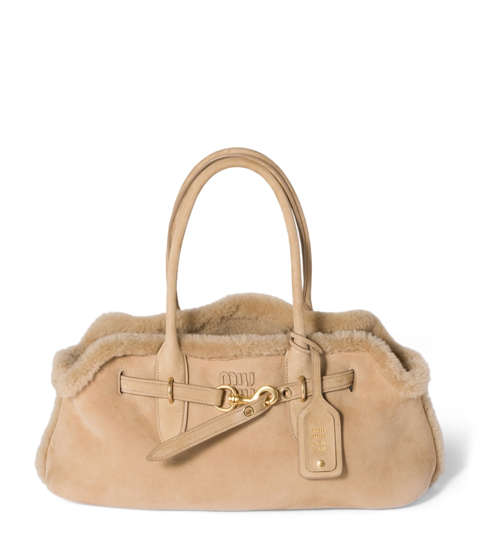 Suede-Shearling Aventure Shoulder Bag