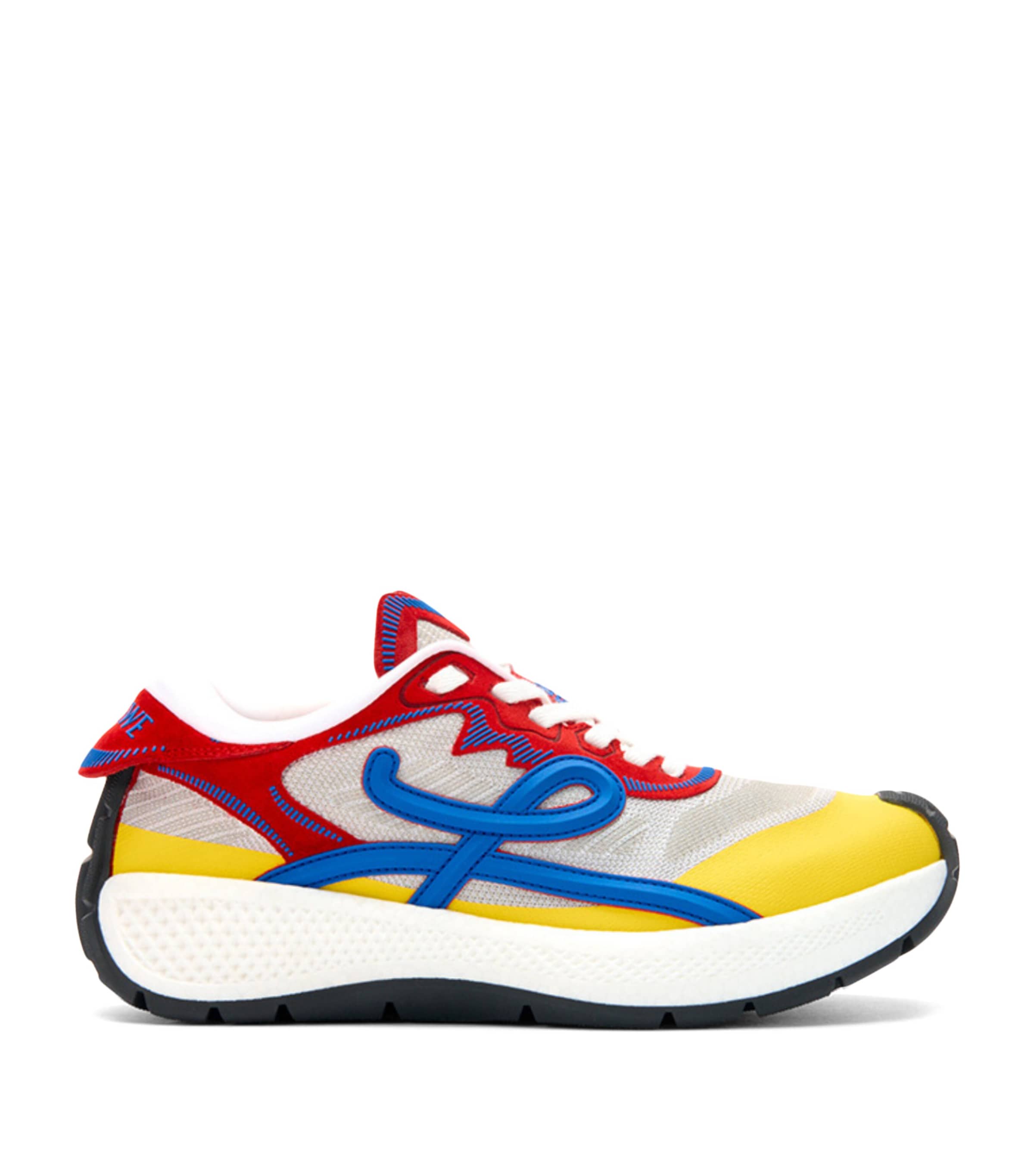 LOEWE Mens Leather Pogo Sneakers Red/blue/white
