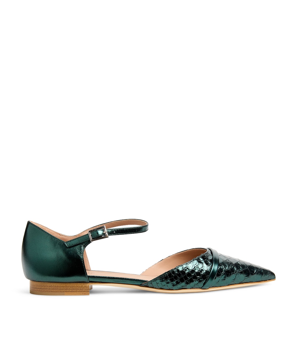 Leather Crocodile-Effect Ulla Flats