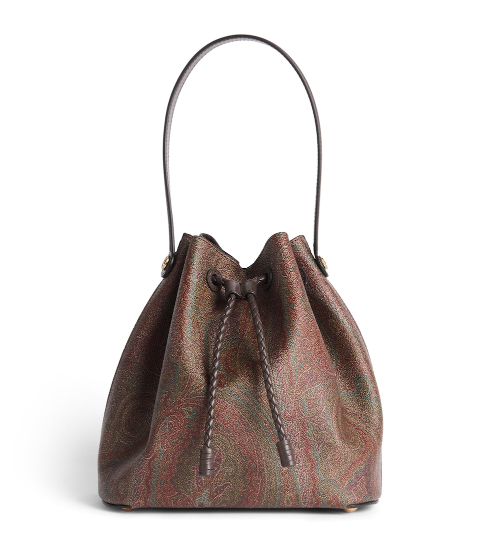 Etro Small Paisley Arnica Bucket Bag Brown