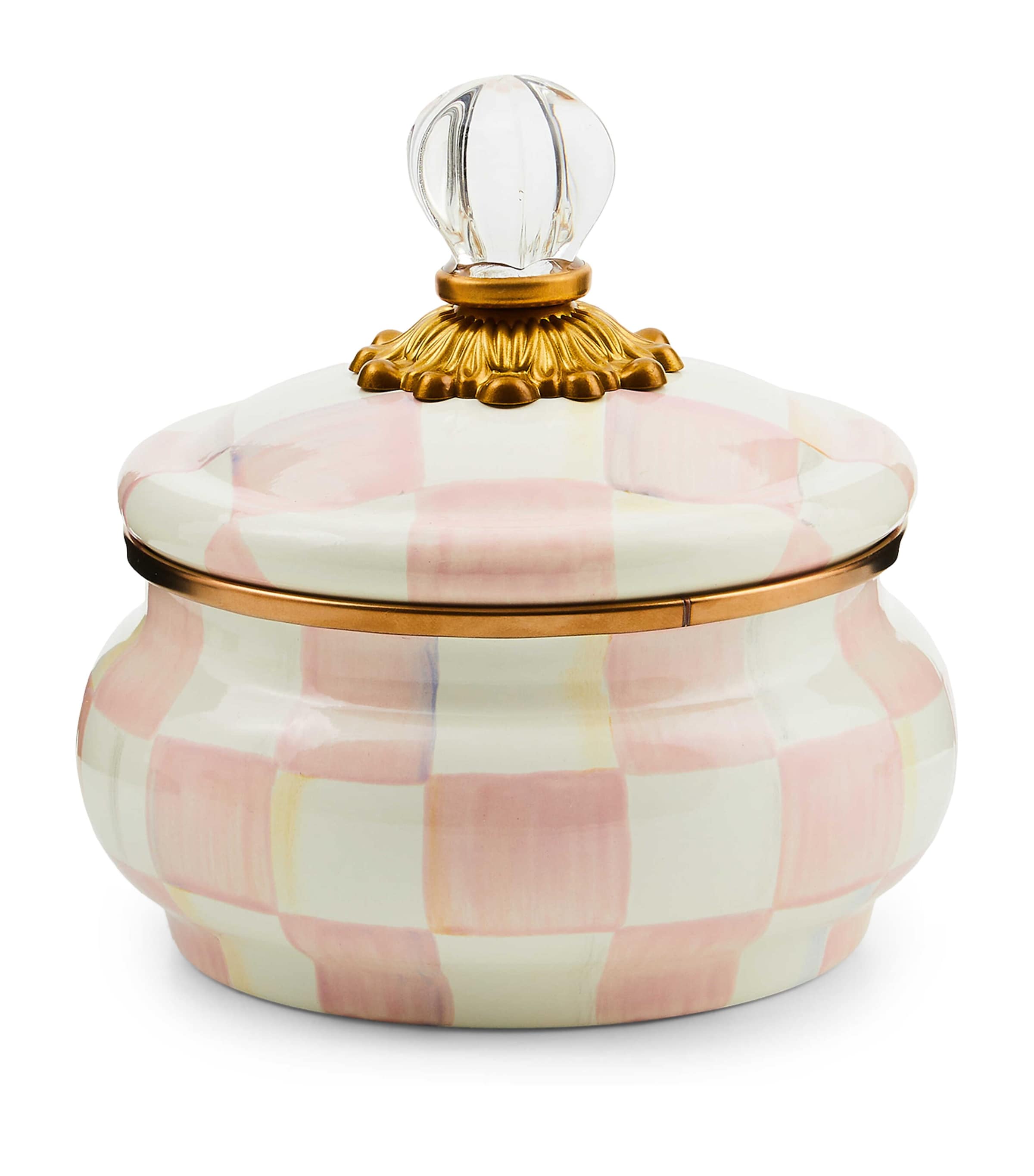 MacKenzie-Childs Rosy Check Squashed Pot (12cm) Pink