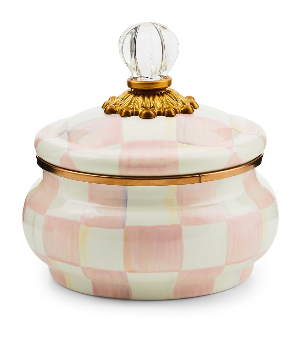 MacKenzie-Childs Rosy Check Squashed Pot (12cm) Pink