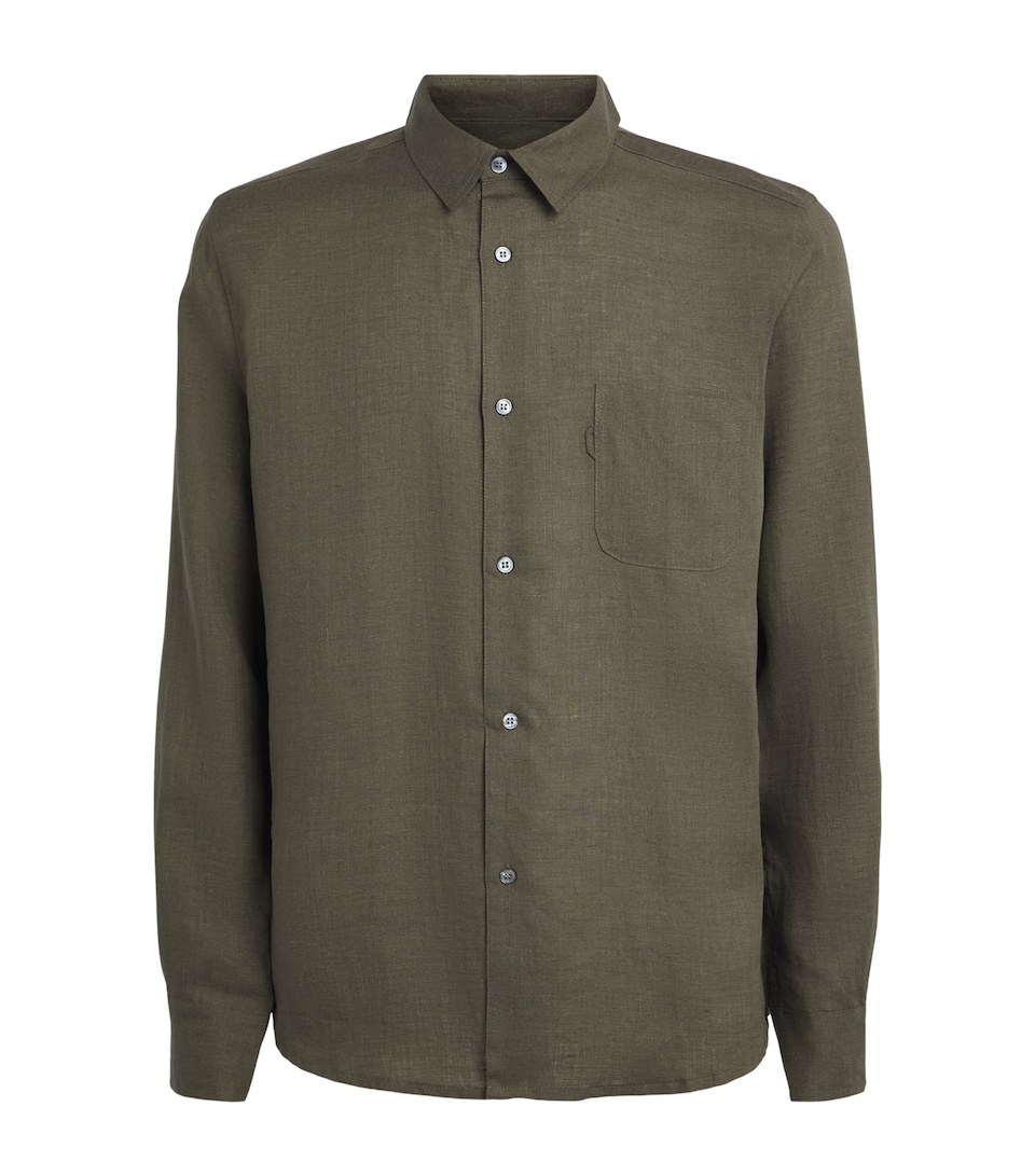 Derek Rose Mens Linen Monaco Shirt Gre