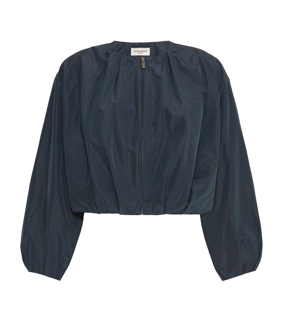 Weekend Max Mara Womens Gathered Cropped Jacket Navy