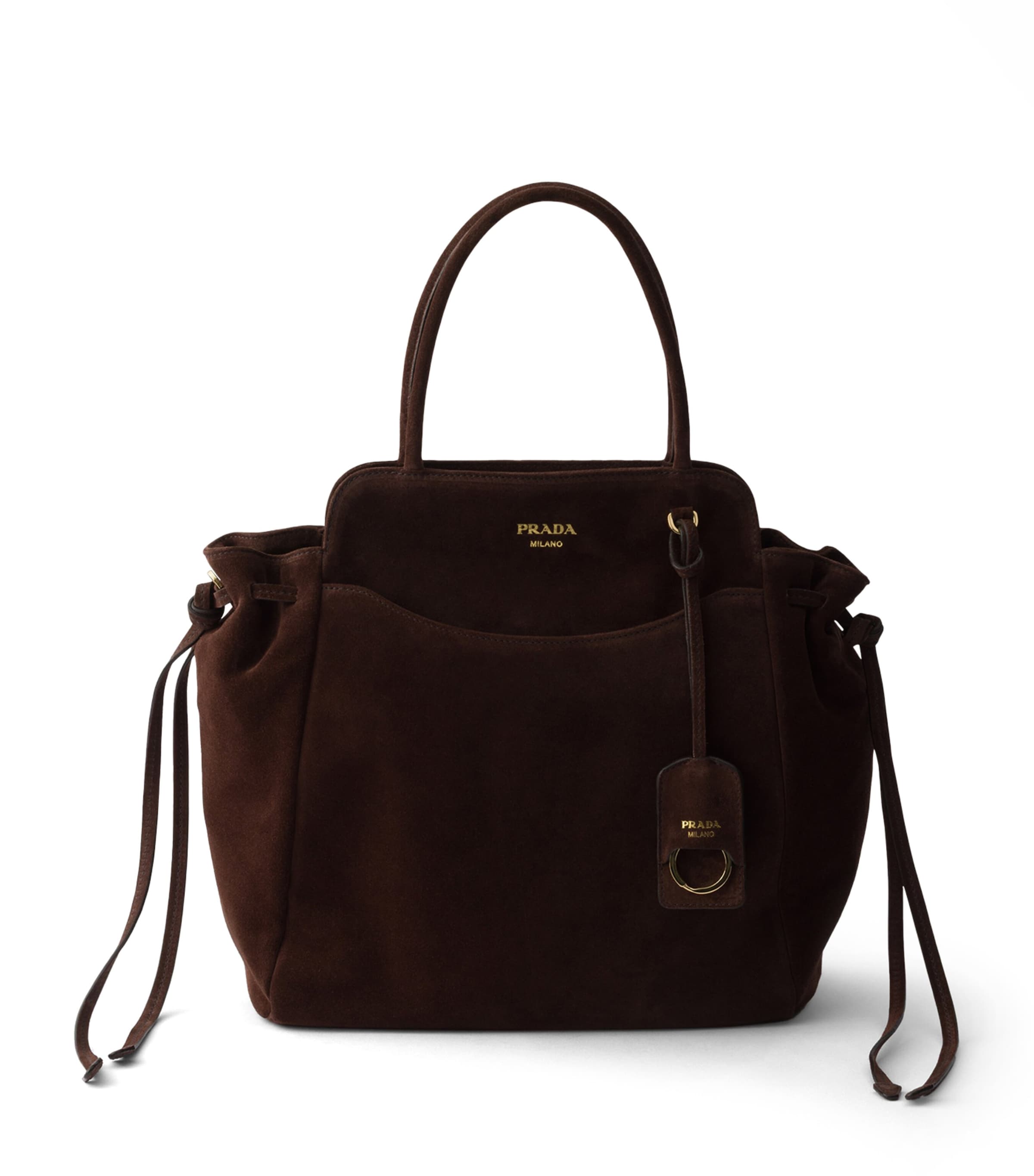 Prada Medium Suede Carry Top-Handle Bag Brown