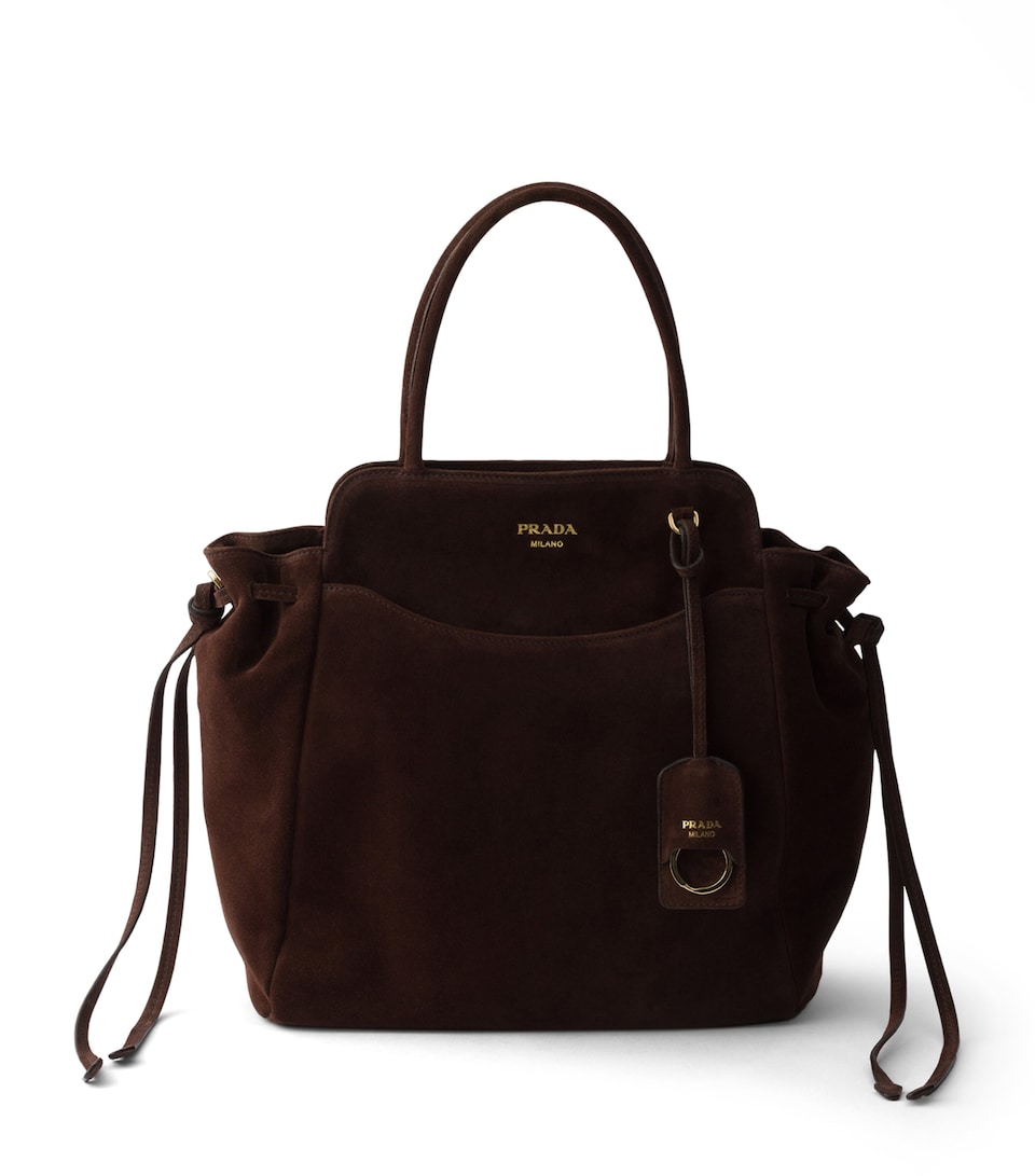 Prada Medium Suede Carry Top-Handle Bag Brown