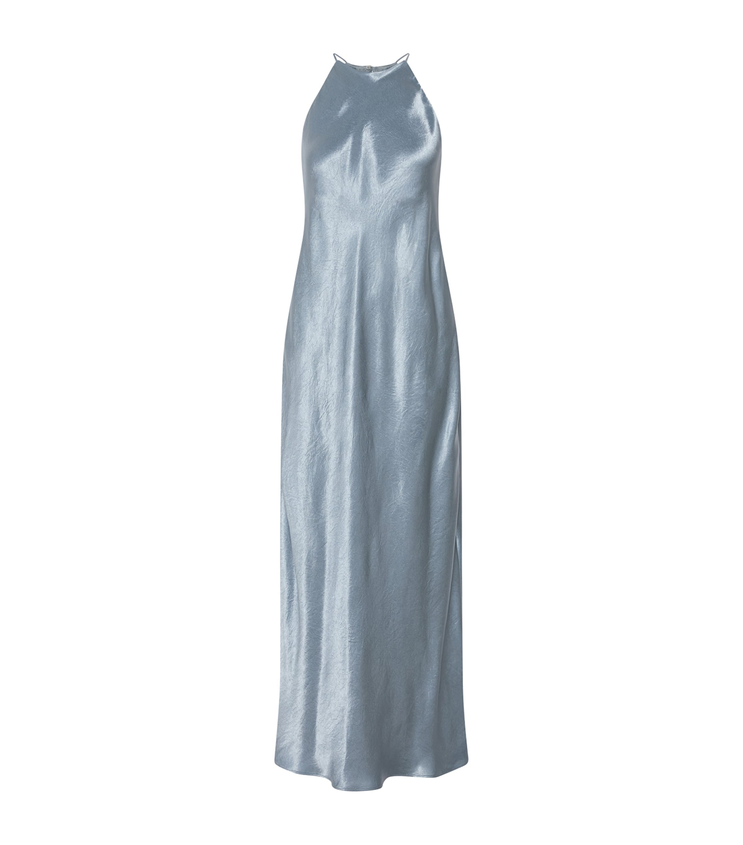 Marella Womens Satin Halterneck Maxi Dress Dust Blue