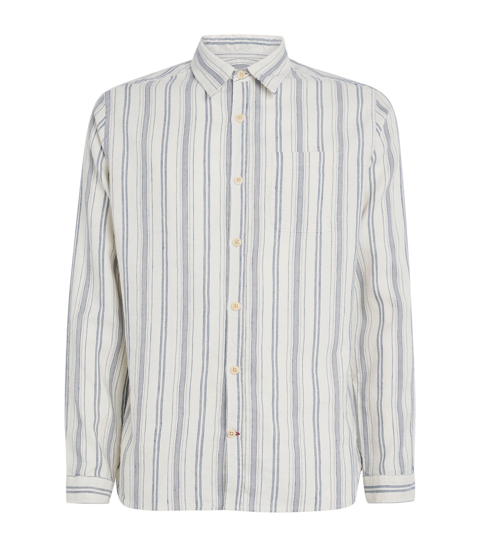 Linen Cotton-Blend Stripe Shirt