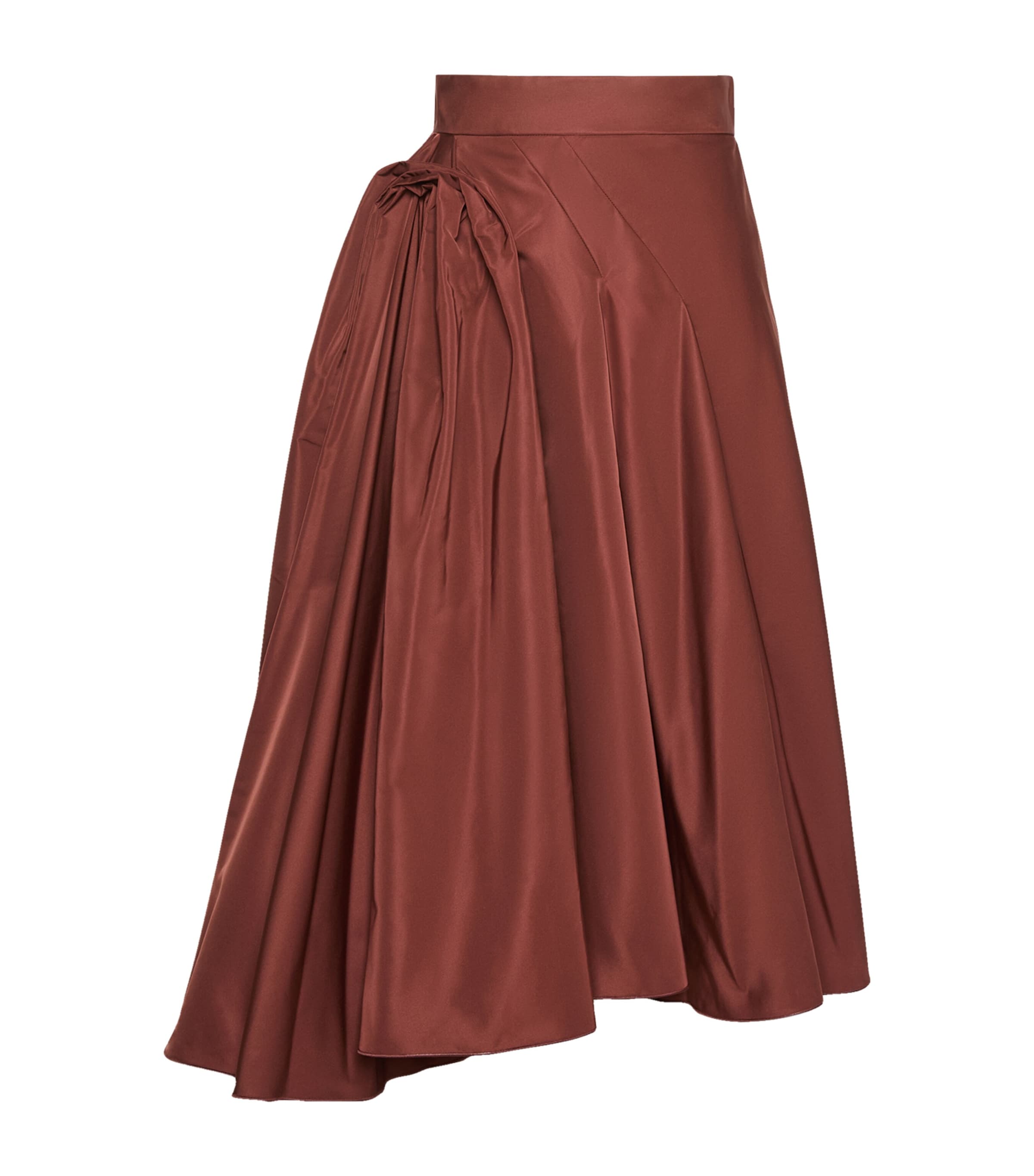 Max Mara Womens Pleated Asymmetric Midi Skirt Brick Red