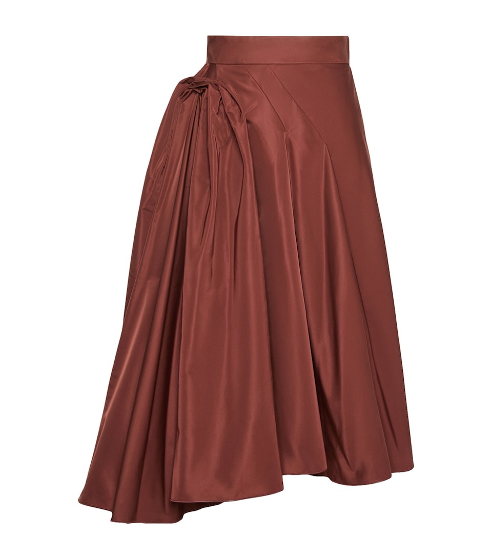 Max Mara Womens Pleated Asymmetric Midi Skirt Brick Red
