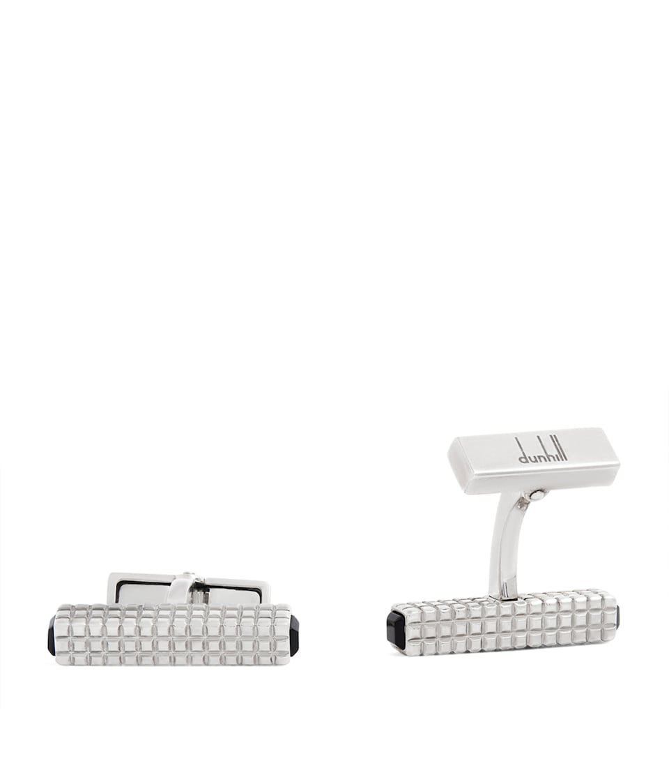Silver and Onyx Hobnail Ingot Cufflinks