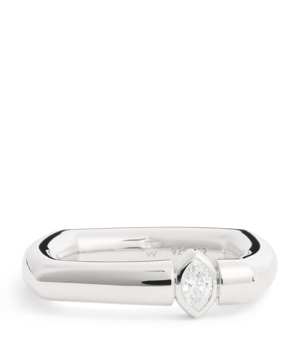 Rhodium-Plated Sterling Silver Slim Diamond Frame Ring