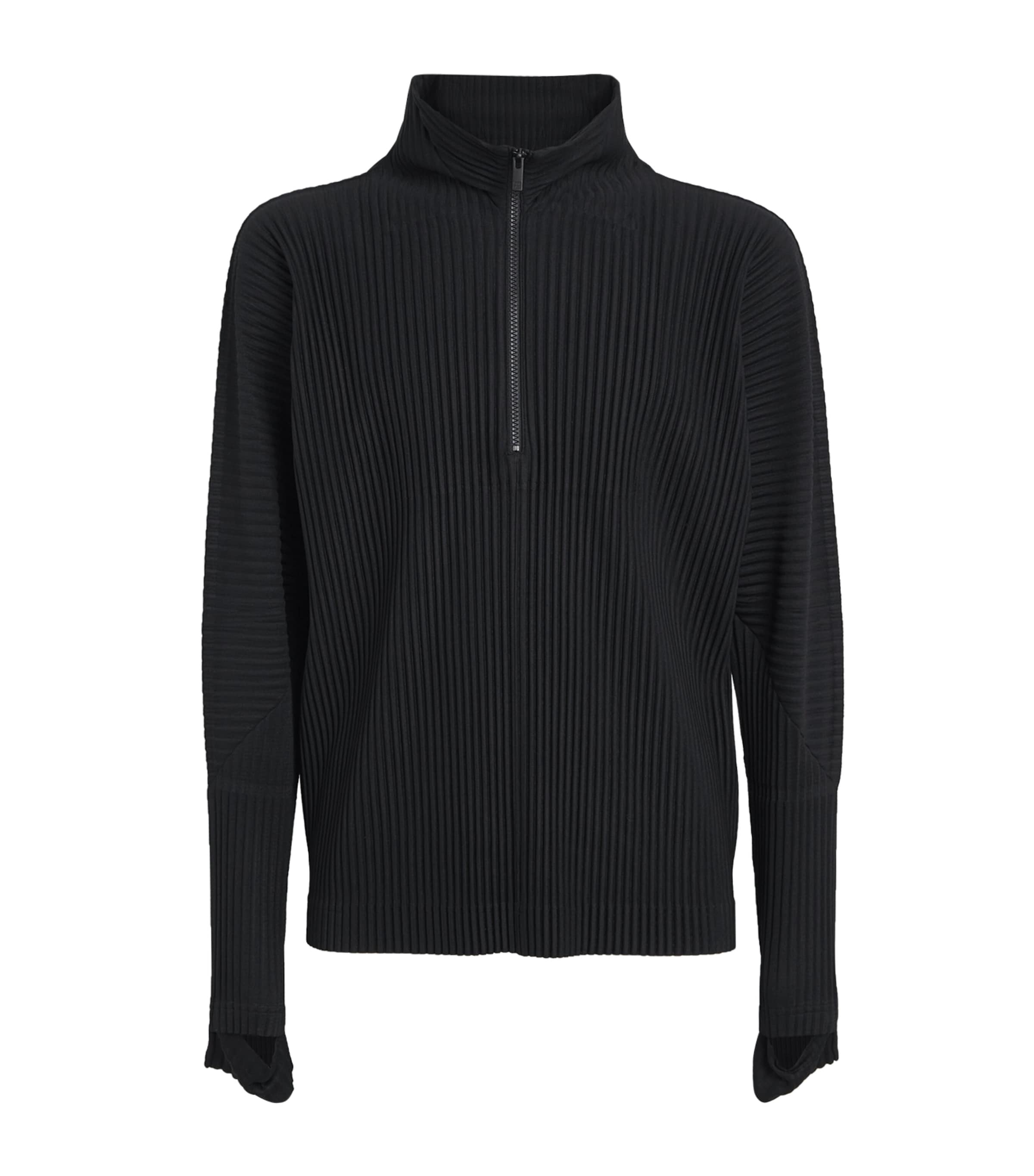Pleated Half-Zip Sweater