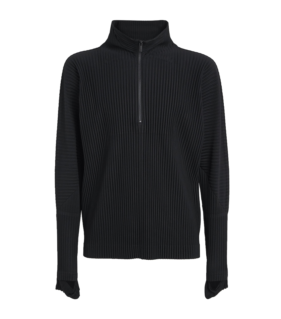 Pleated Half-Zip Sweater