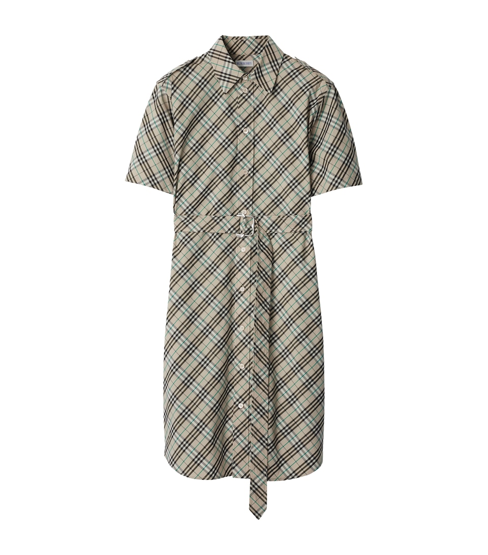 Cotton Check Mini Shirt Dress