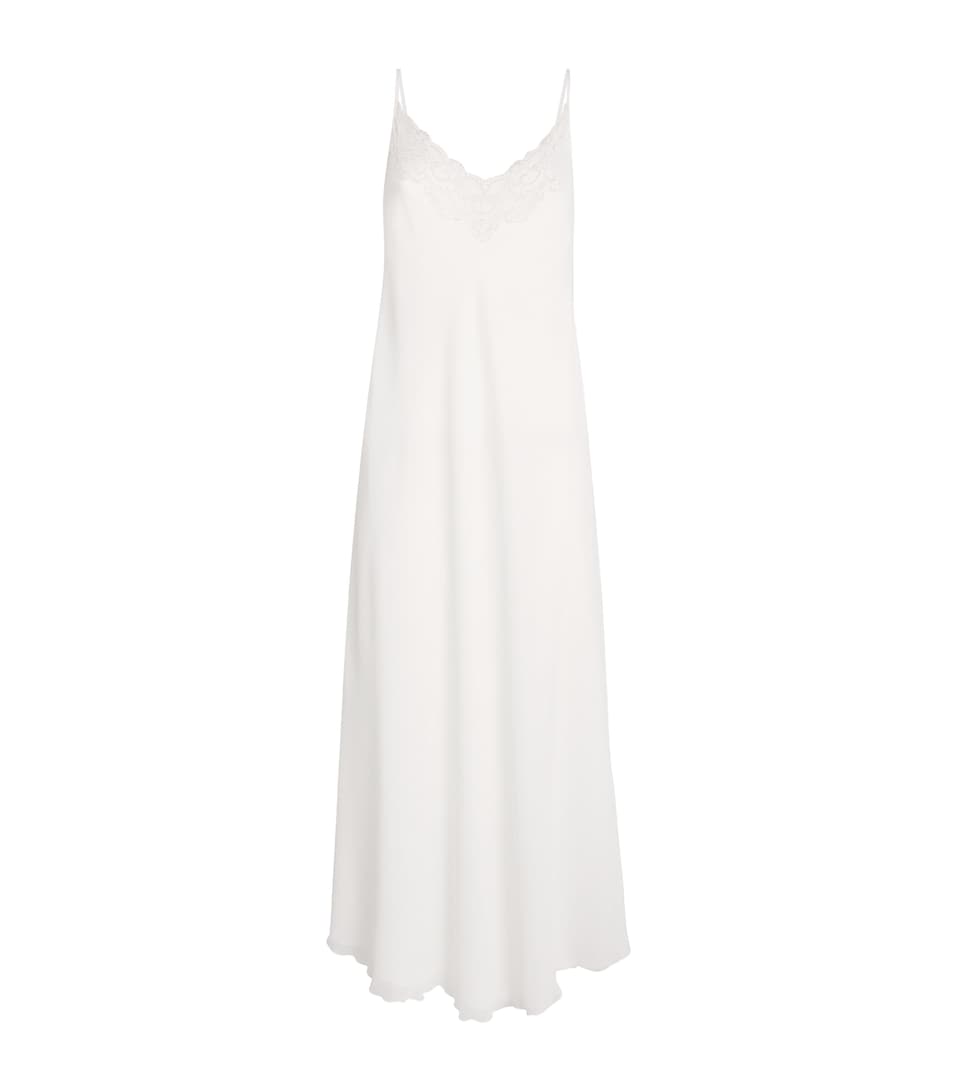 Silk Chiffon Lace-Trim Elora Nightdress