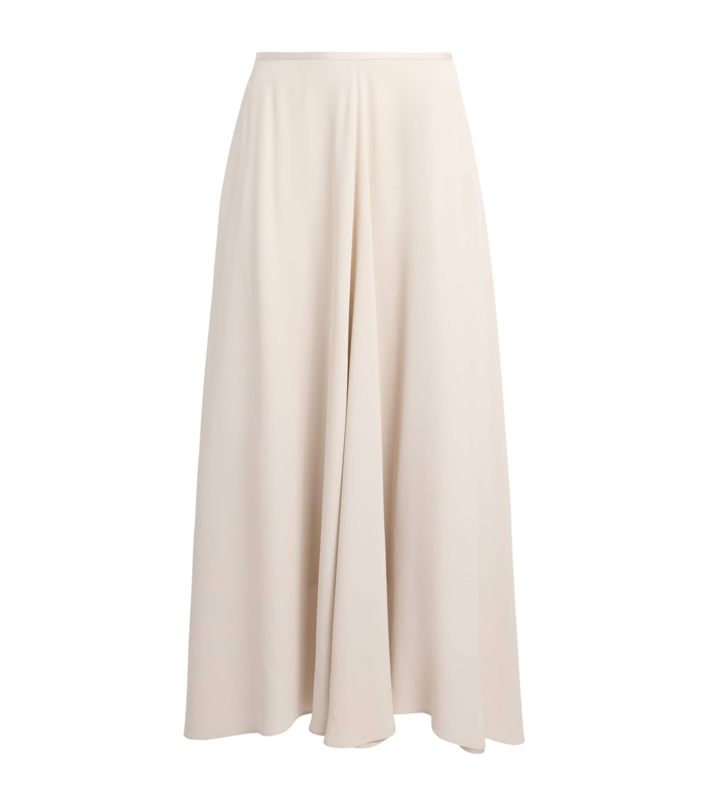 Agnona Womens Satin-Trim A-Line Midi Skirt Beige Greige