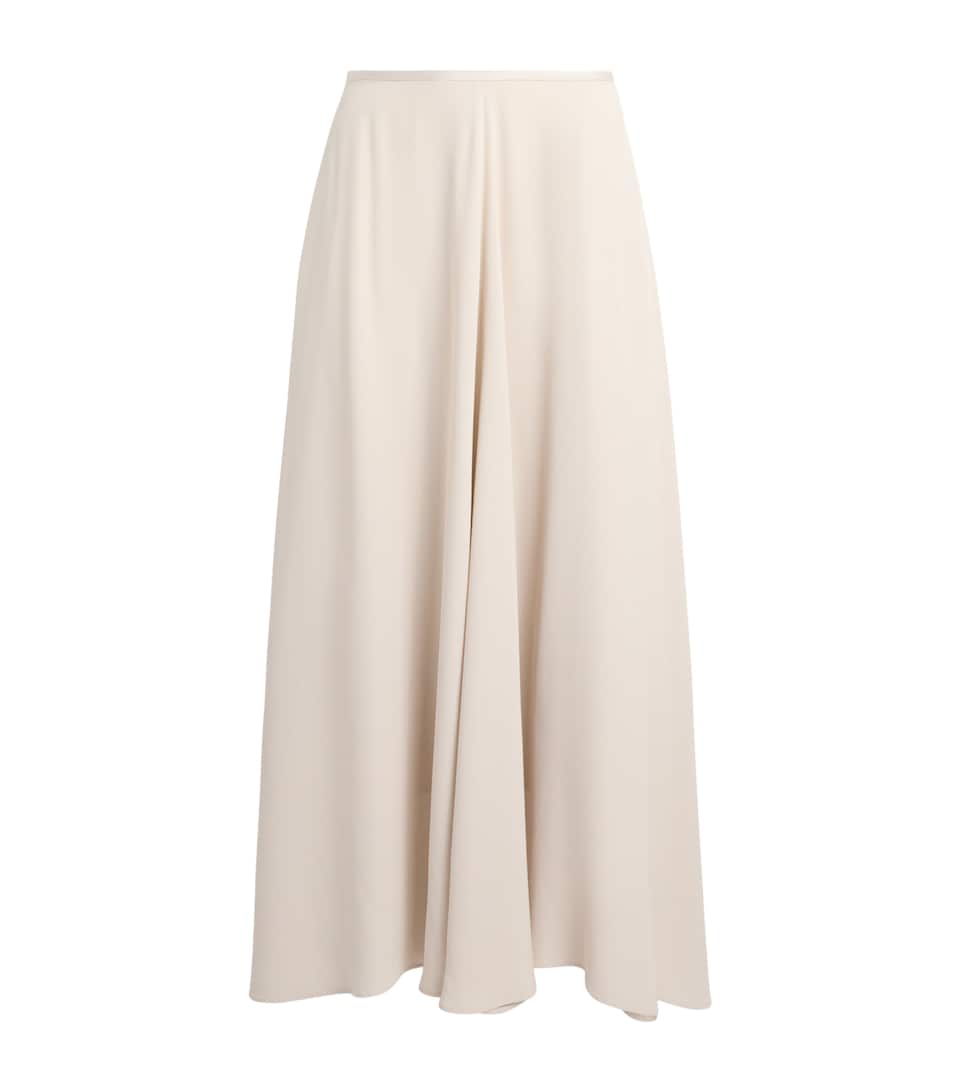 Agnona Womens Satin-Trim A-Line Midi Skirt Beige Greige