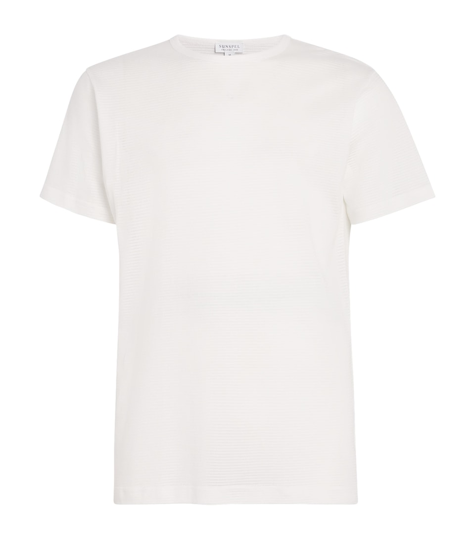 Cotton Mesh Cellular Crew-Neck T-Shirt