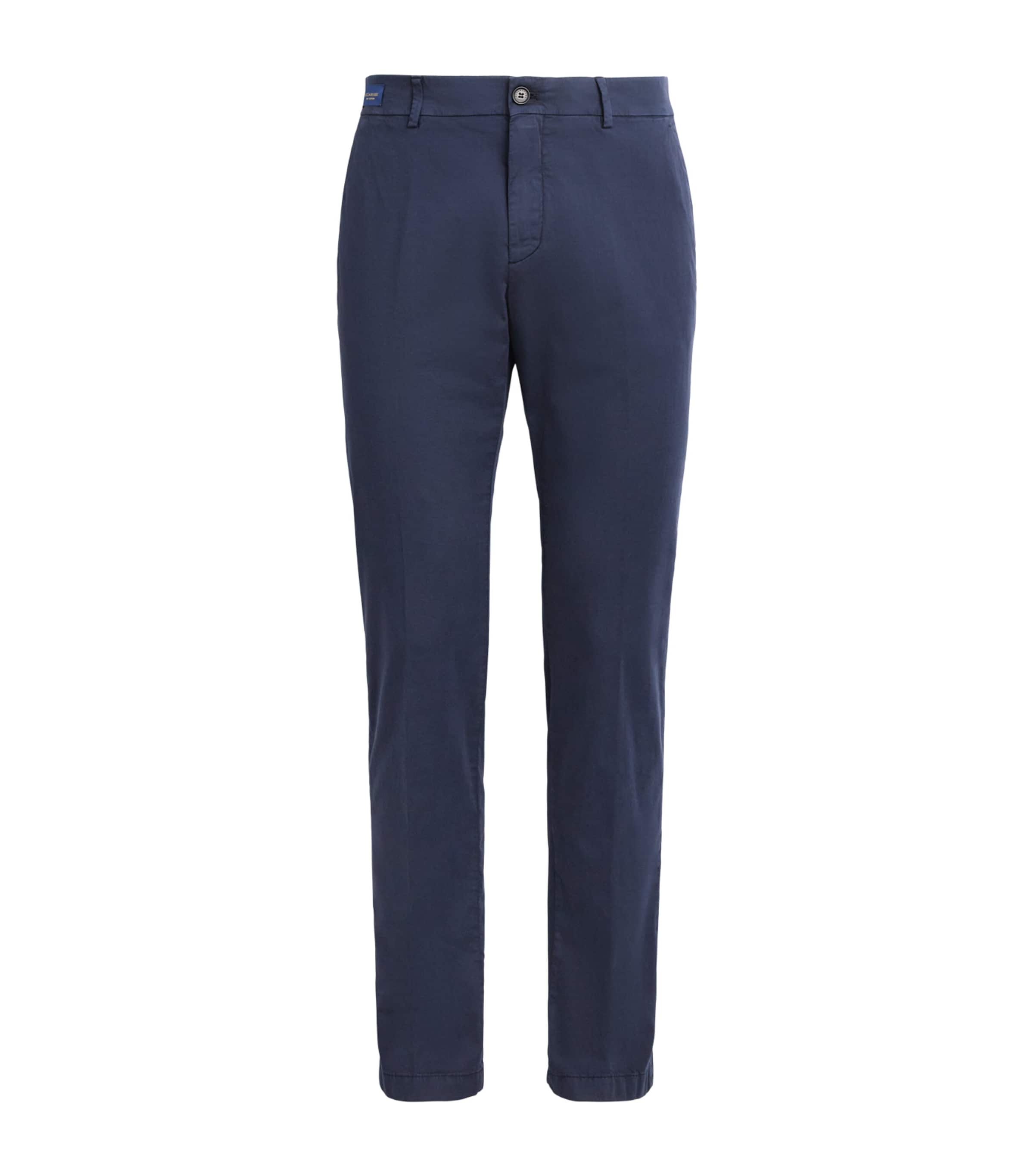 Paul & Shark Mens Stretch Cotton-Silk Garment Dyed Chinos Navy