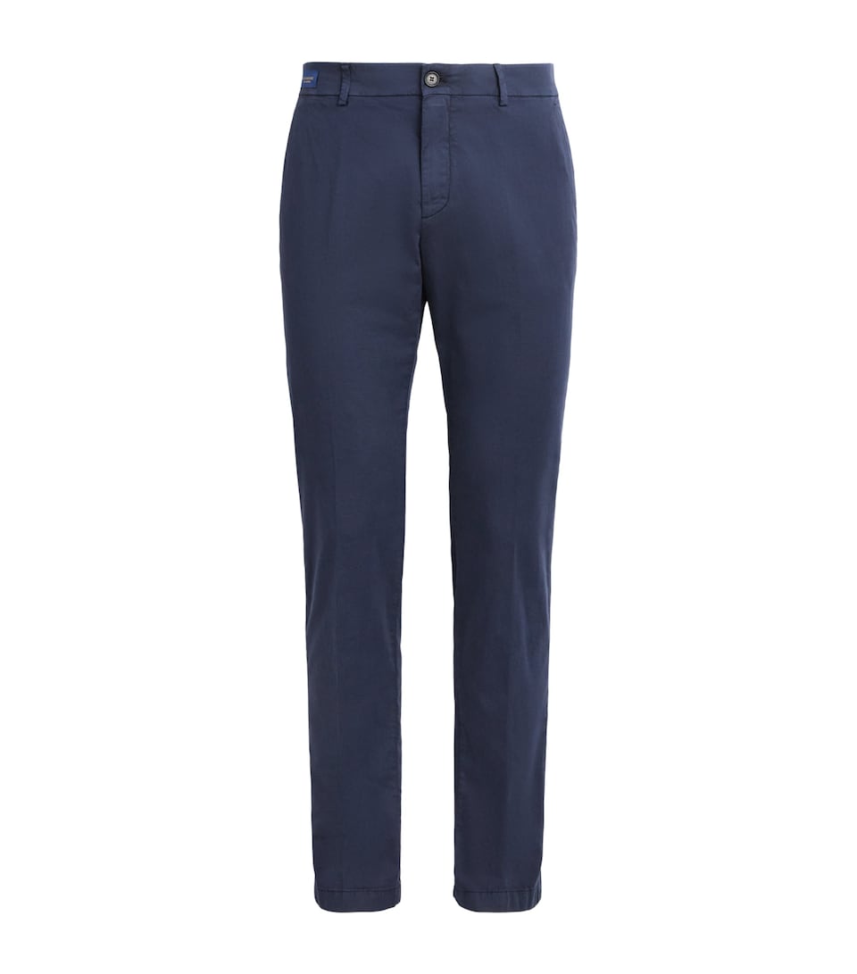 Paul & Shark Mens Stretch Cotton-Silk Garment Dyed Chinos Navy