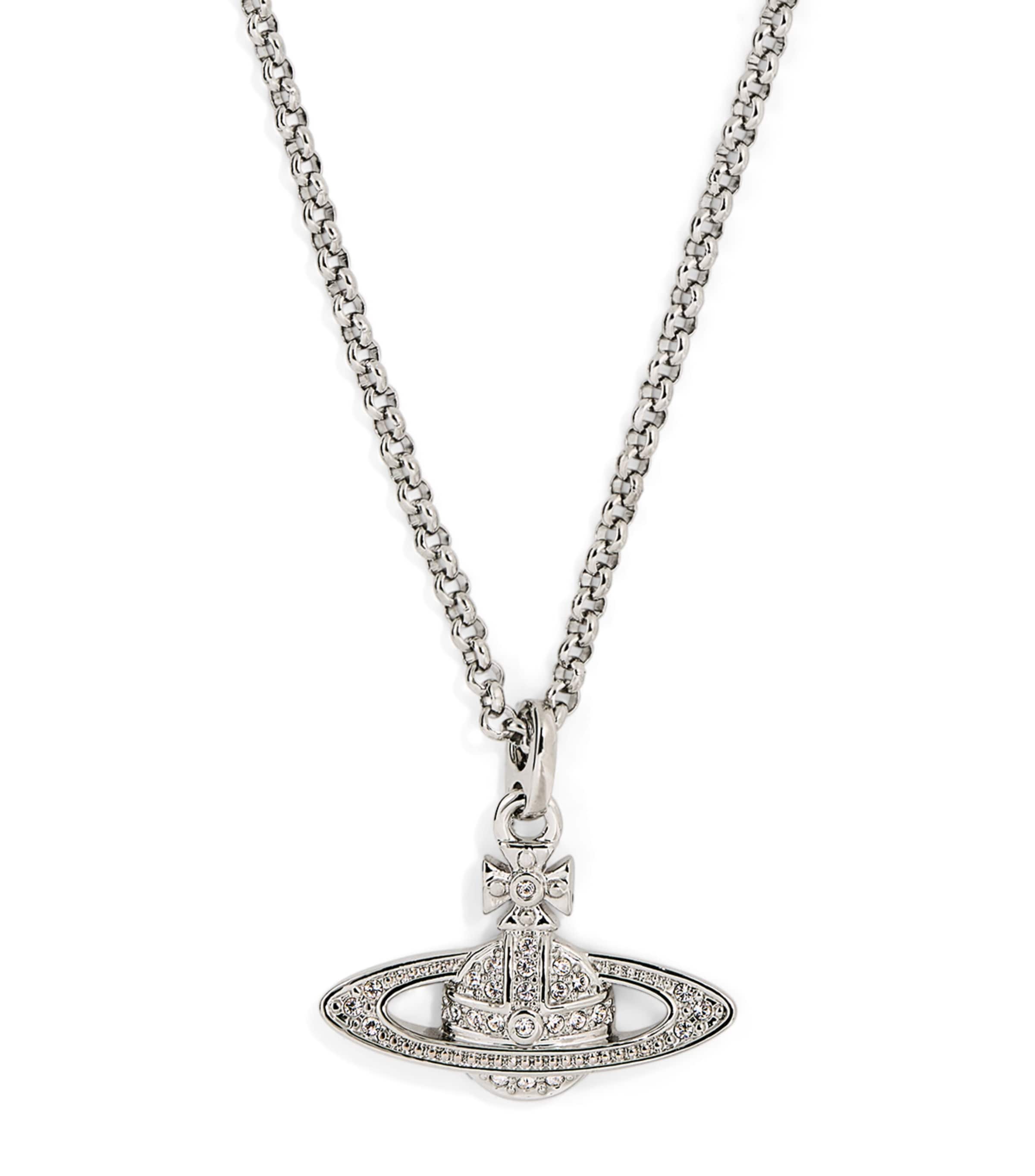 Vivienne Westwood Mini Bas Relief Orb Necklace Platnum Crystal