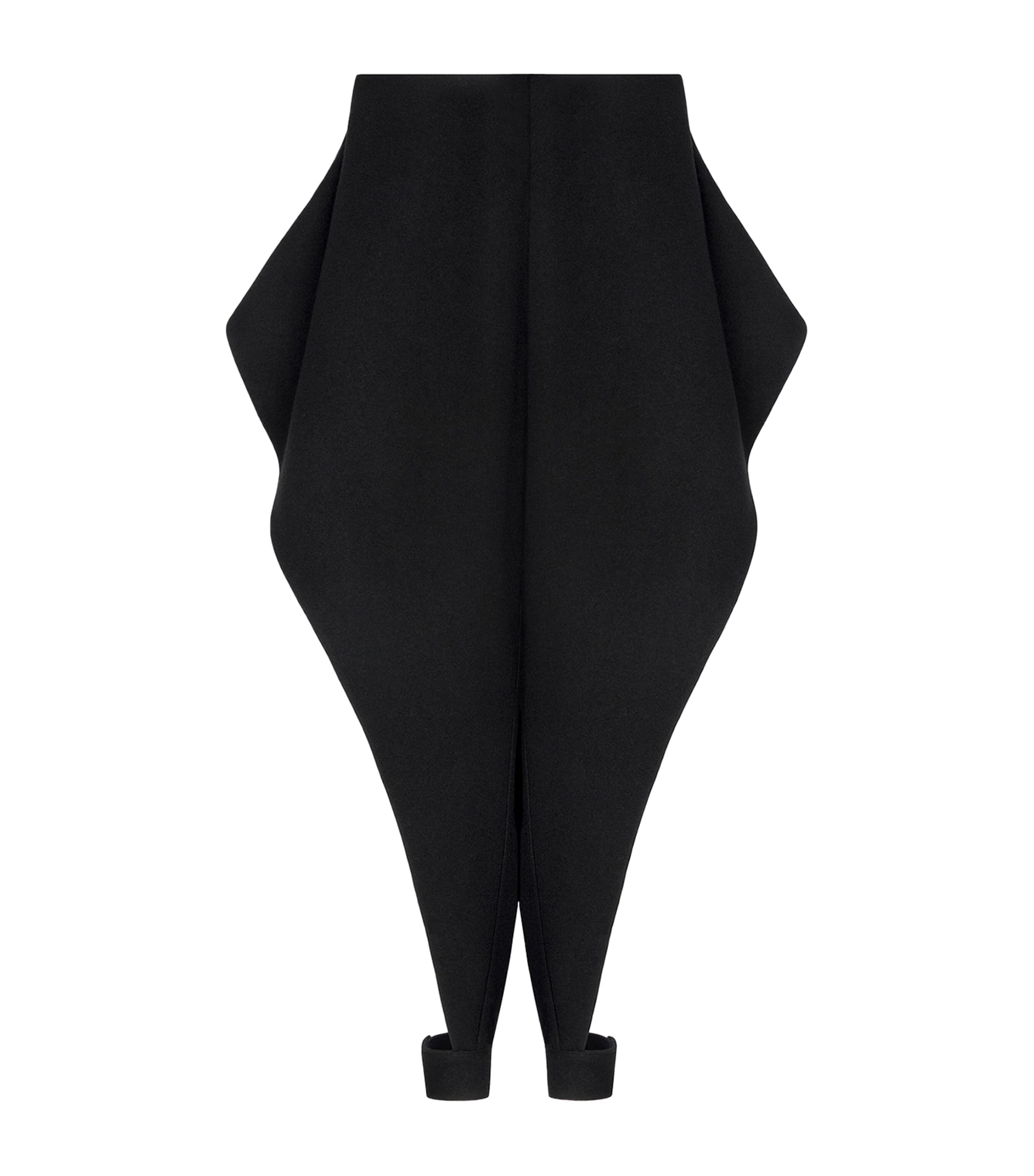 Alaïa Womens Felted Wool Pointed Wide-Leg Trousers Black