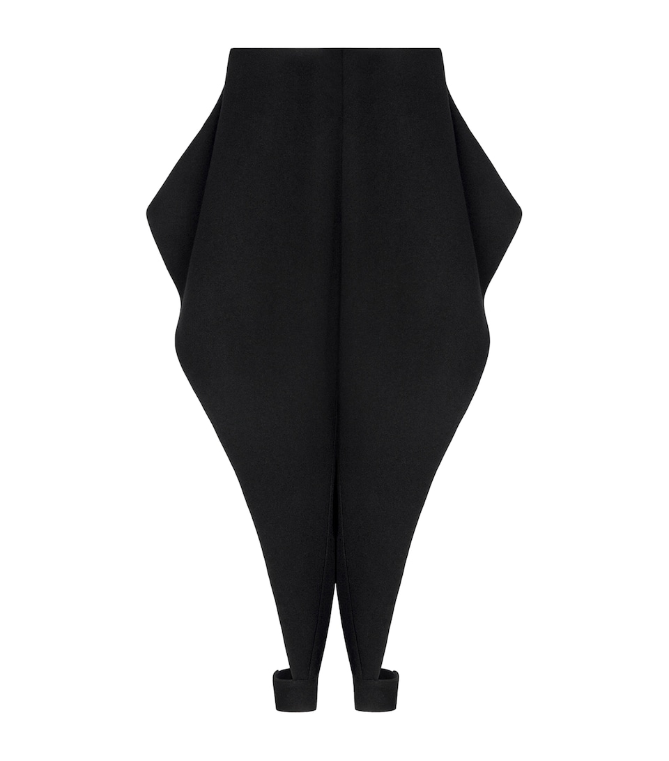 Alaïa Womens Felted Wool Pointed Wide-Leg Trousers Black