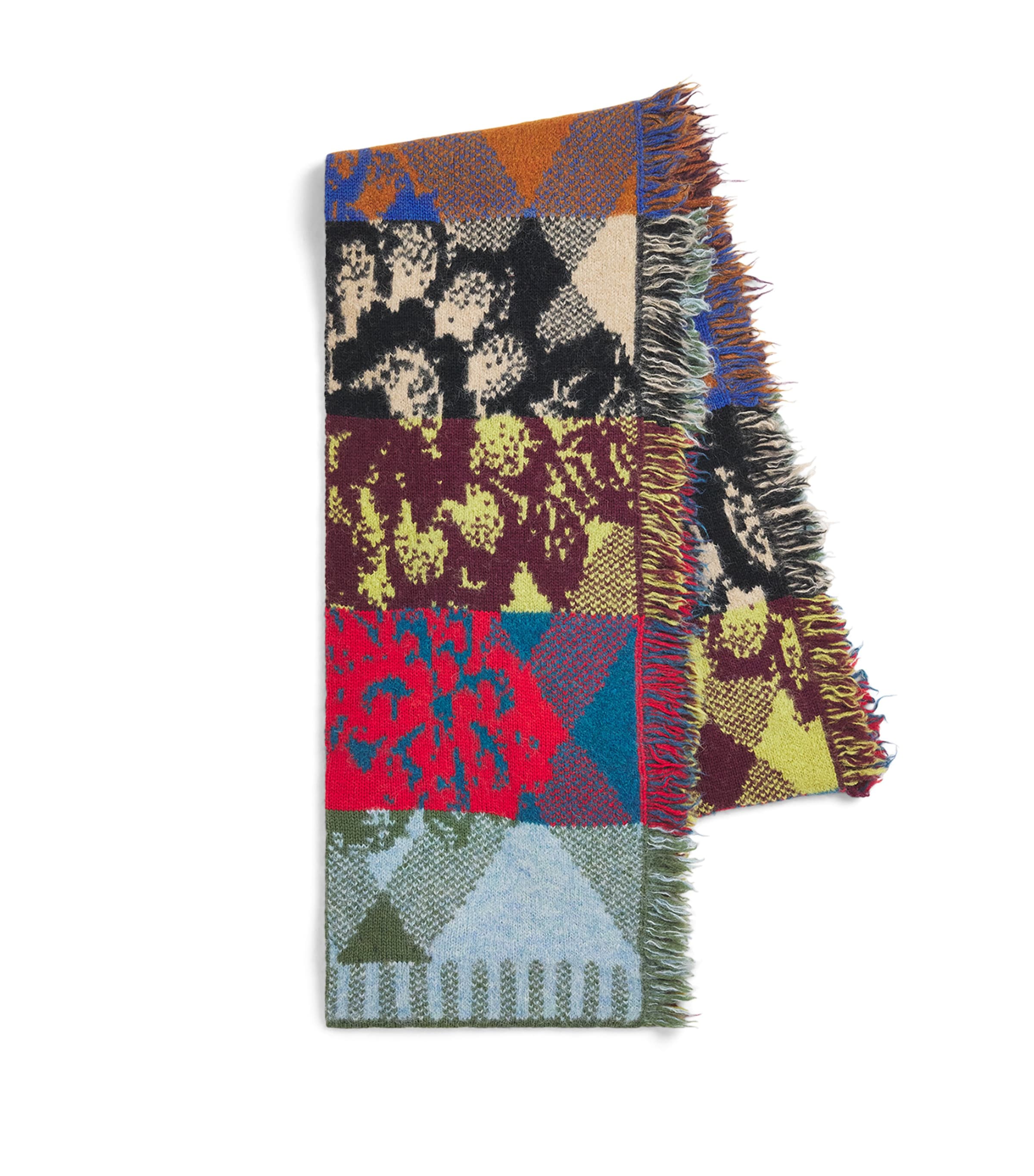 DRIES VAN NOTEN Wool-Blend Patchwork Scarf Light
