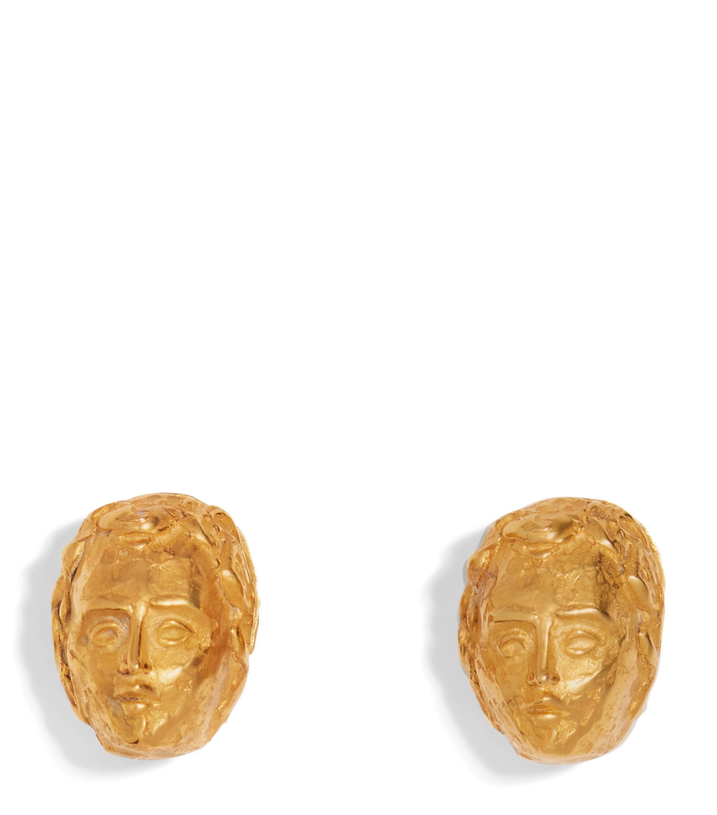 Schiaparelli Face Medallion Earrings Opaque Gold
