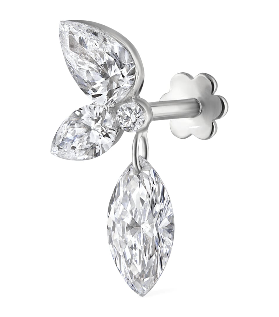 Maria Tash Grand Marquise Pear Diamond Echo Earring (Direction B, 13.7mm) White Gold
