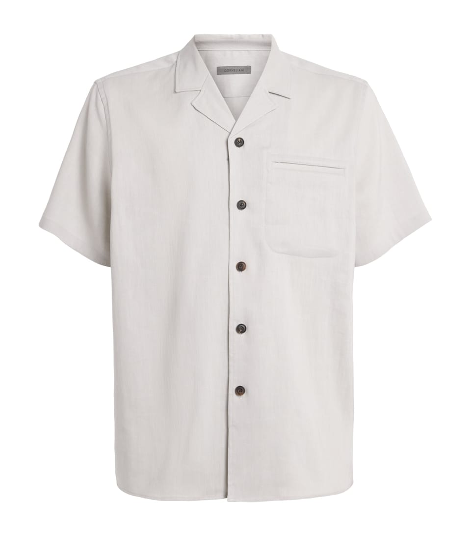 Linen-Wool Short-Sleeve Shirt