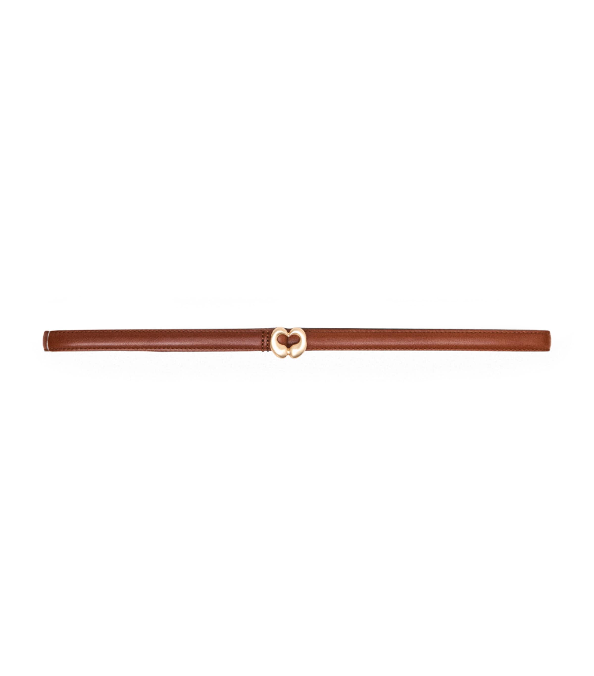 Maje Leather Slim Belt Tobacco