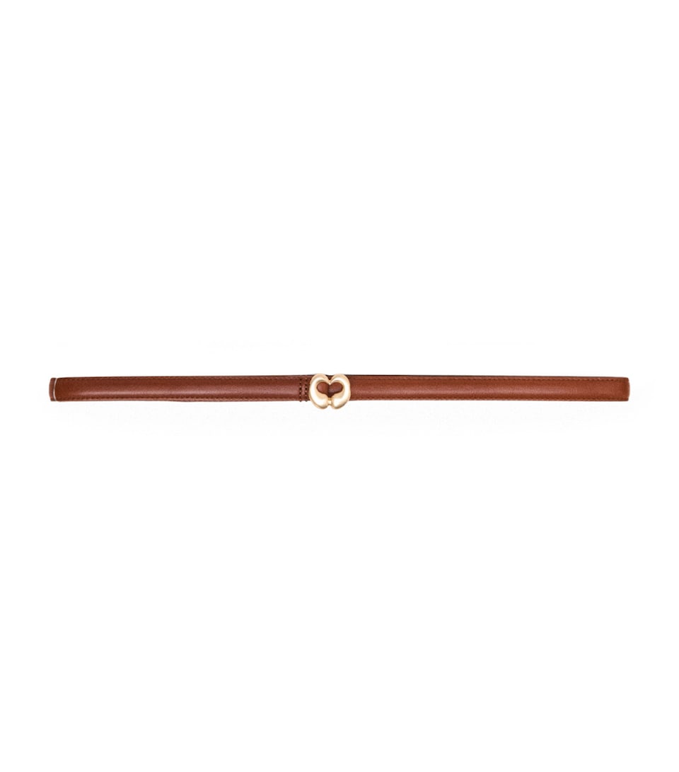 Maje Leather Slim Belt Tobacco