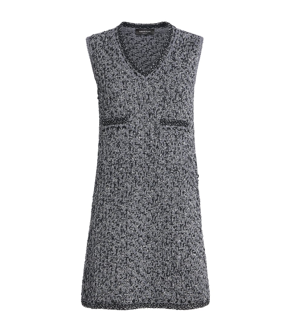 Embellished Tweed Mini Dress