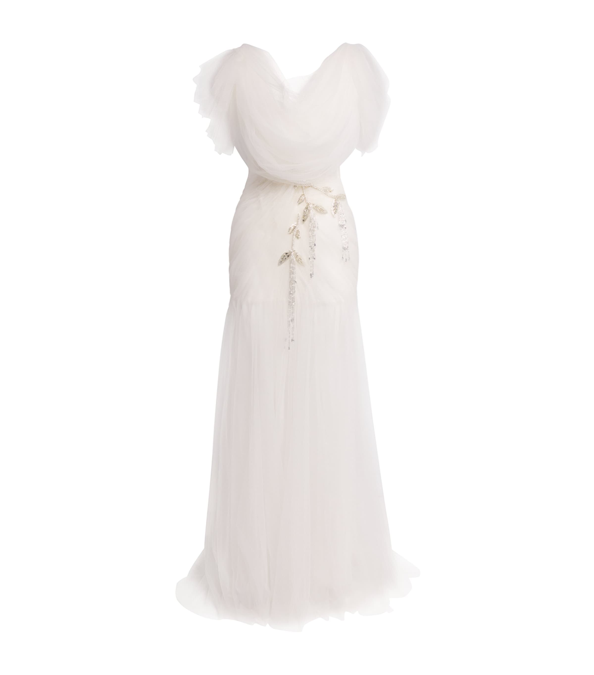 Sandra Mansour Womens Faint Halo Gown Off White