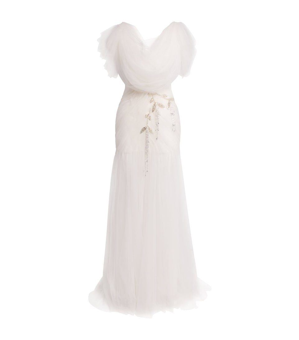 Sandra Mansour Womens Faint Halo Gown Off White