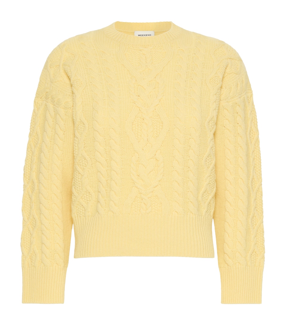 Weekend Max Mara Womens Wool Cable Knit Sweater Honey