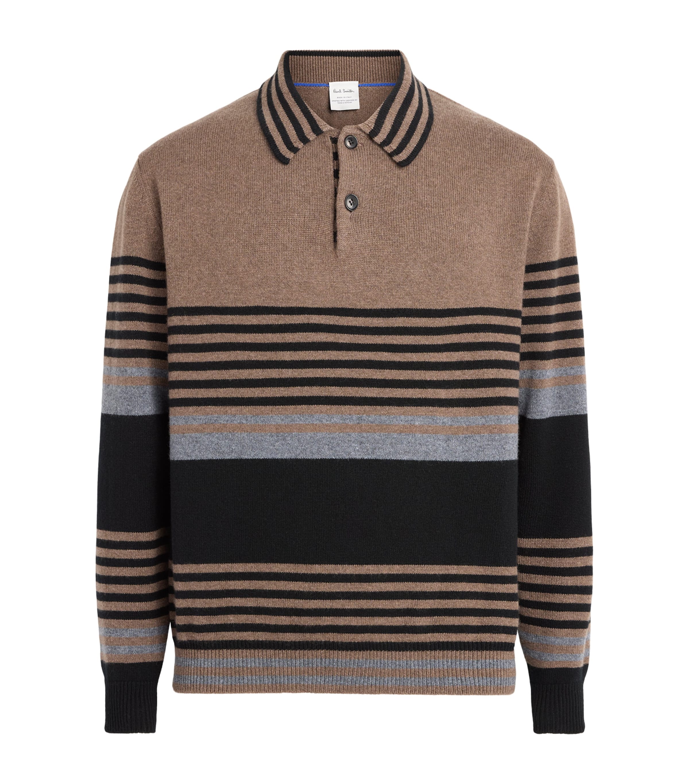 Paul Smith Mens Cashmere Stripe Polo Sweater