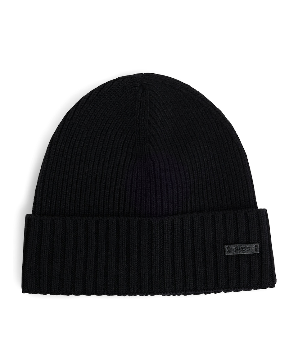 BOSS Virgin Wool Logo-Badge Beanie