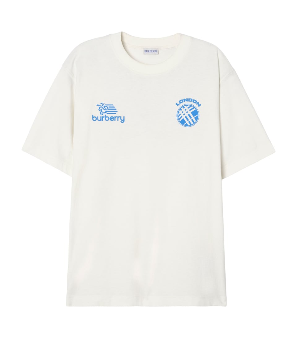 Burberry Mens Cotton Logo Badge T-Shirt Chalk