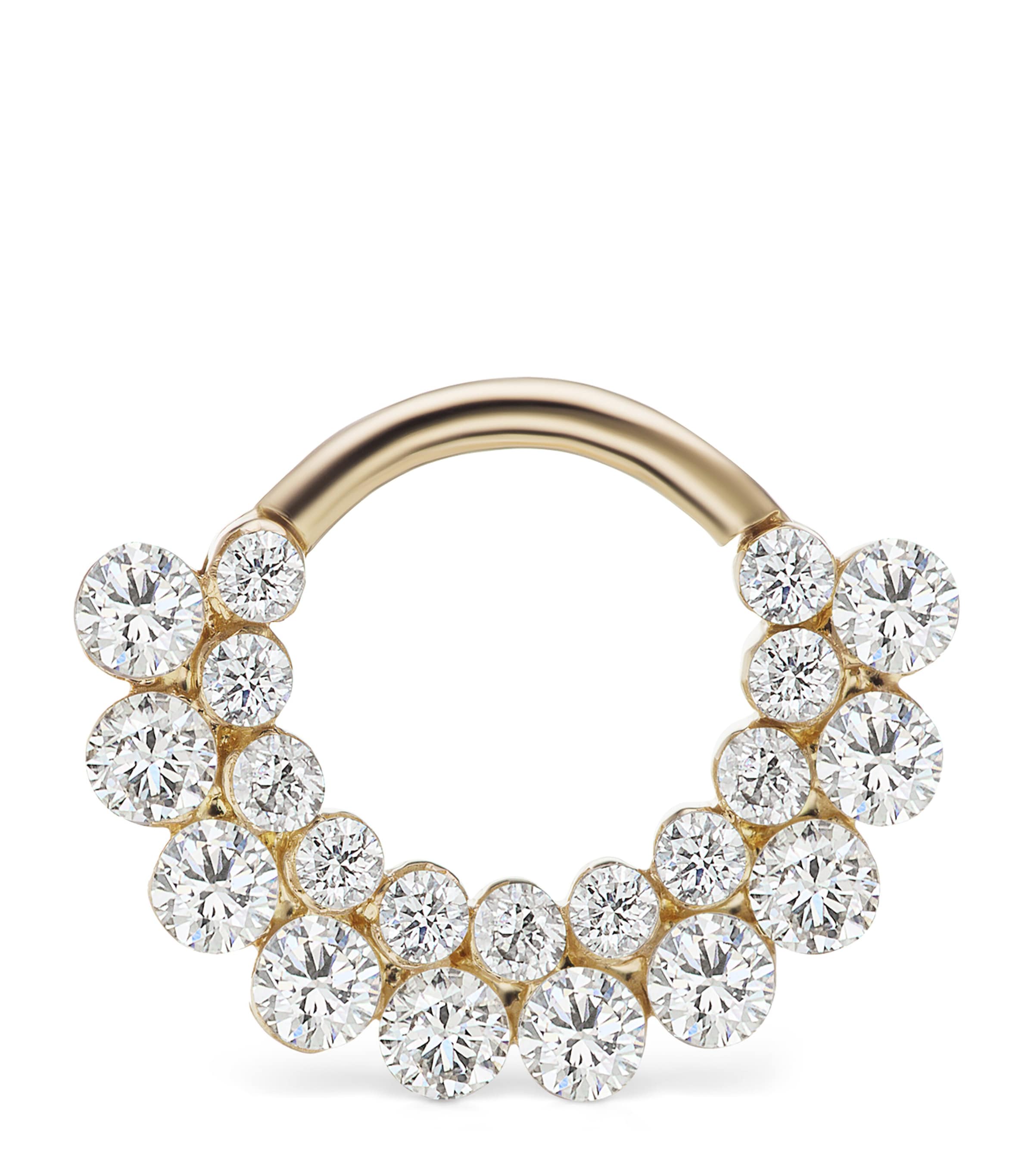 Yellow Gold Invisible Diamond Apsara Hoop Earring (6.5mm)