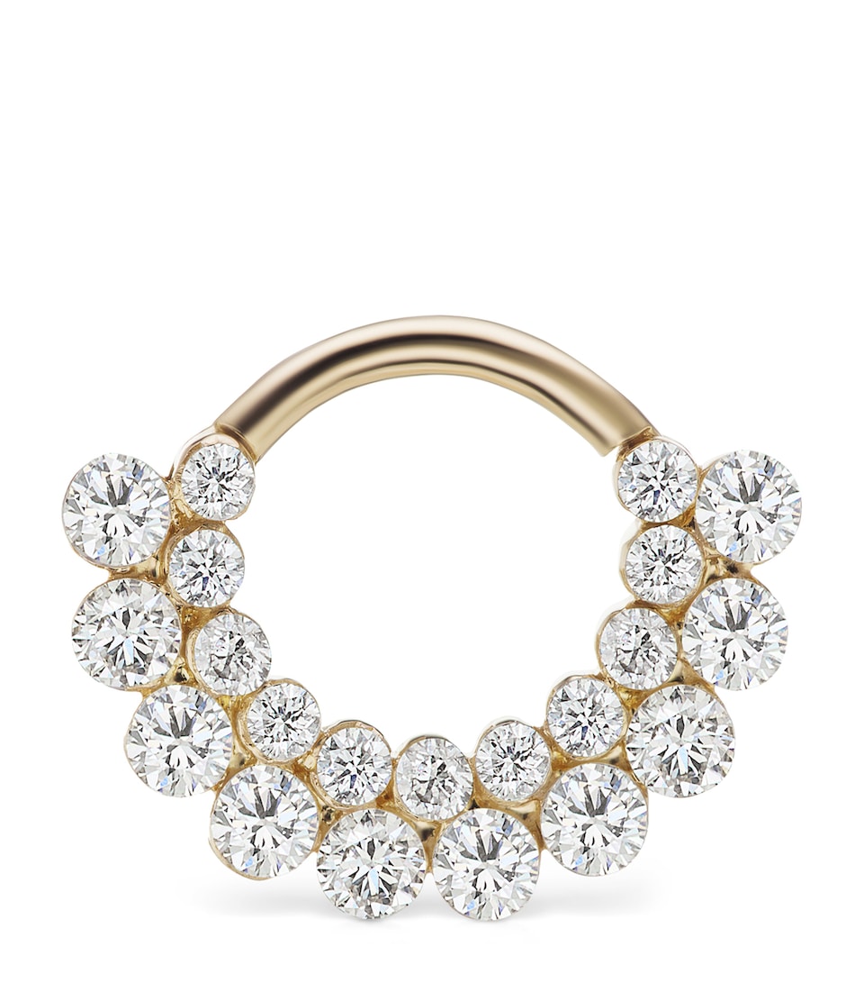 Yellow Gold Invisible Diamond Apsara Hoop Earring (6.5mm)