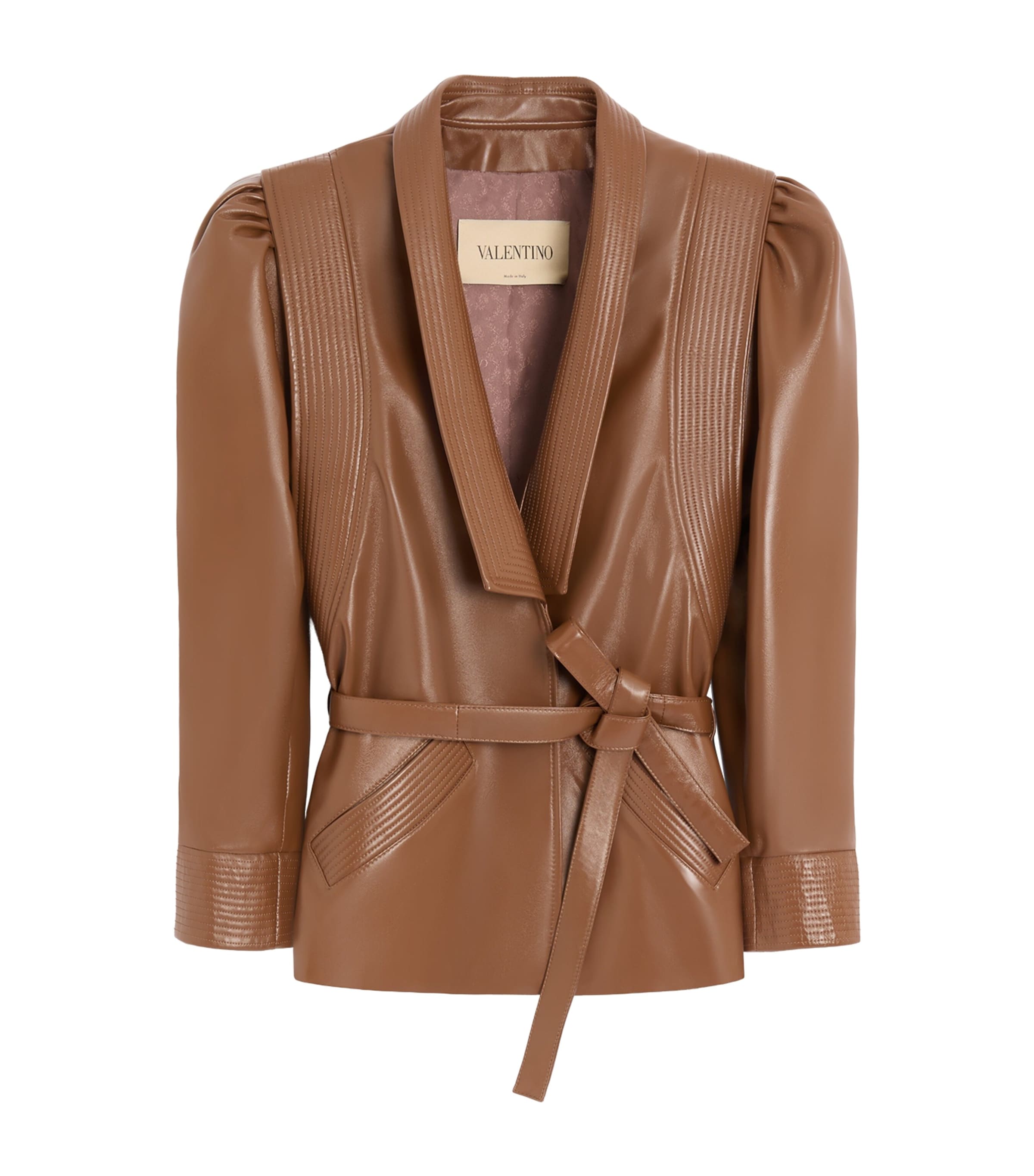 Valentino Womens Belted Leather Jacket
