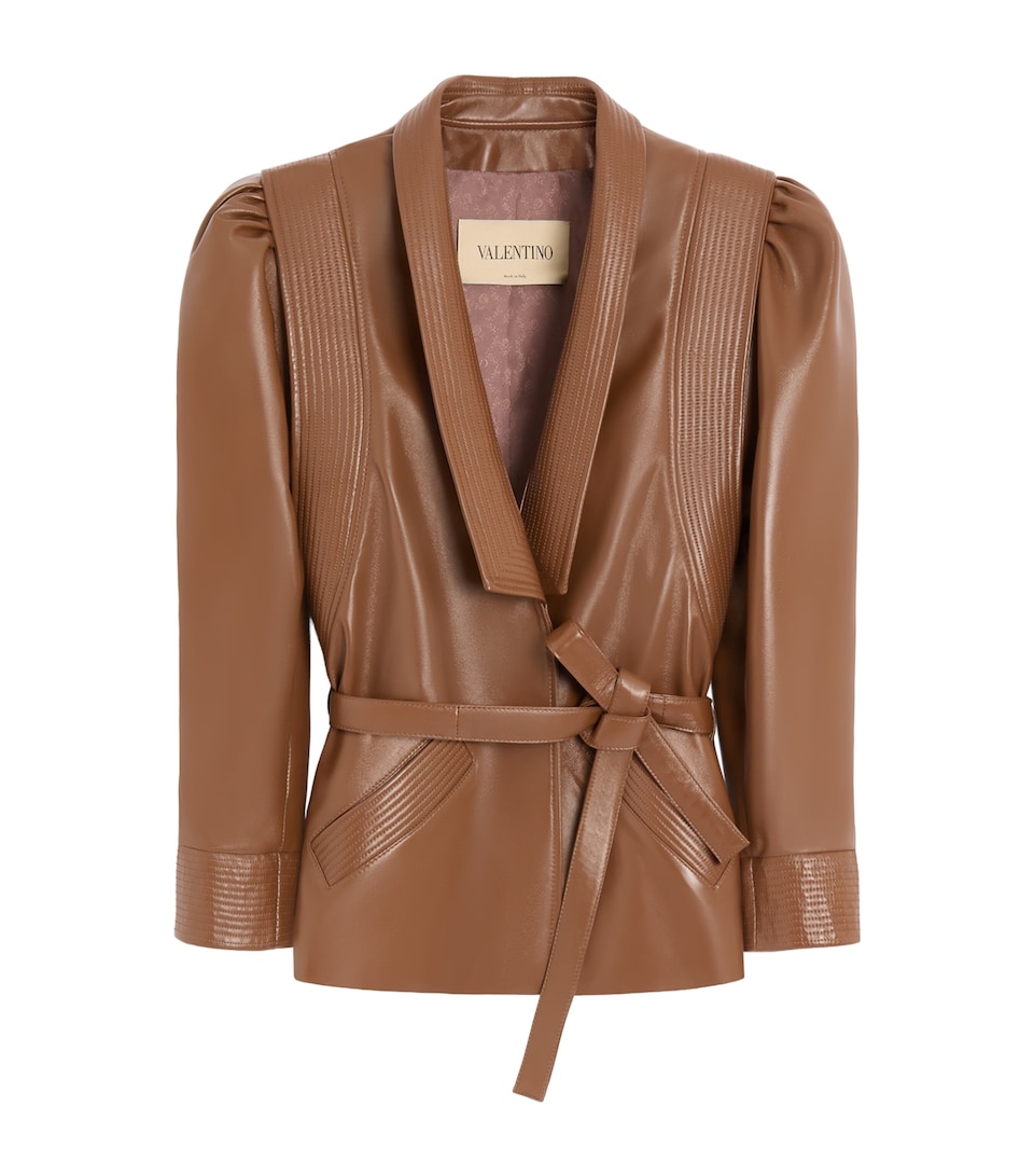 Valentino Womens Belted Leather Jacket