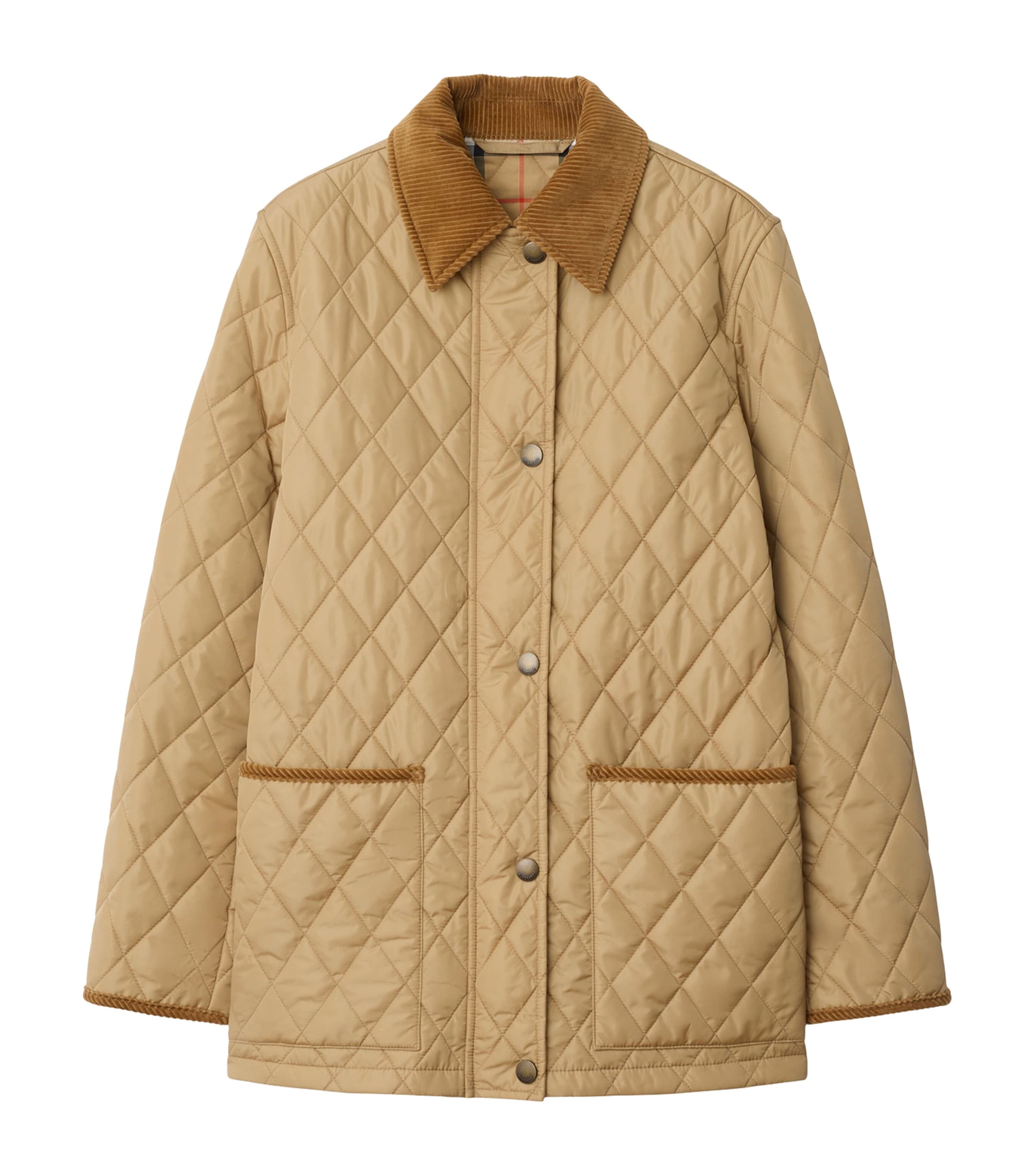Burberry Womens Quilted Barn Jacket Flax/sand Ip Check