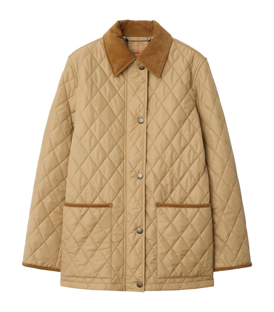 Burberry Womens Quilted Barn Jacket Flax/sand Ip Check