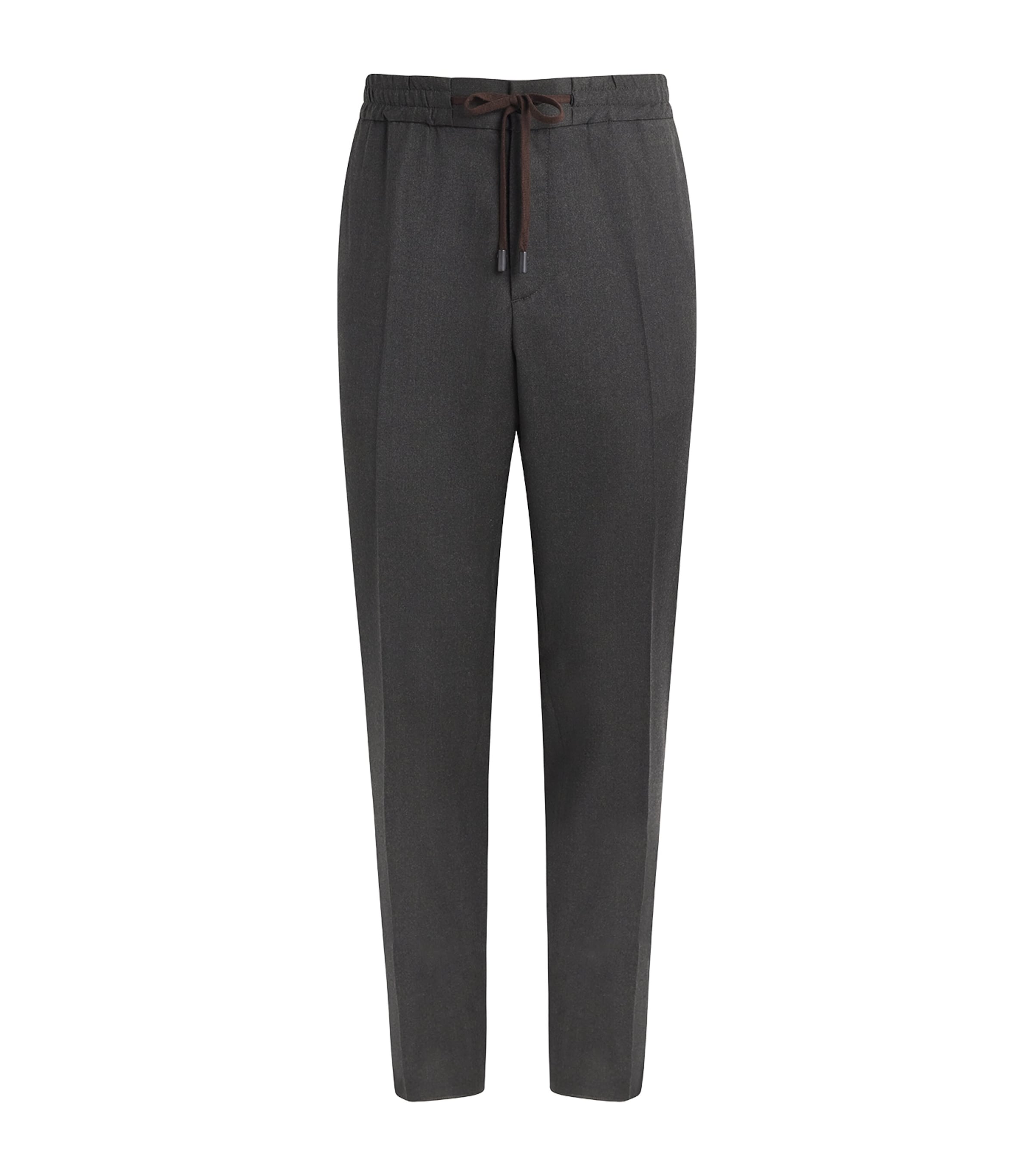 Maurizio Baldassari Mens Stretch-Virgin Wool Drawstring Trousers Deep Forest