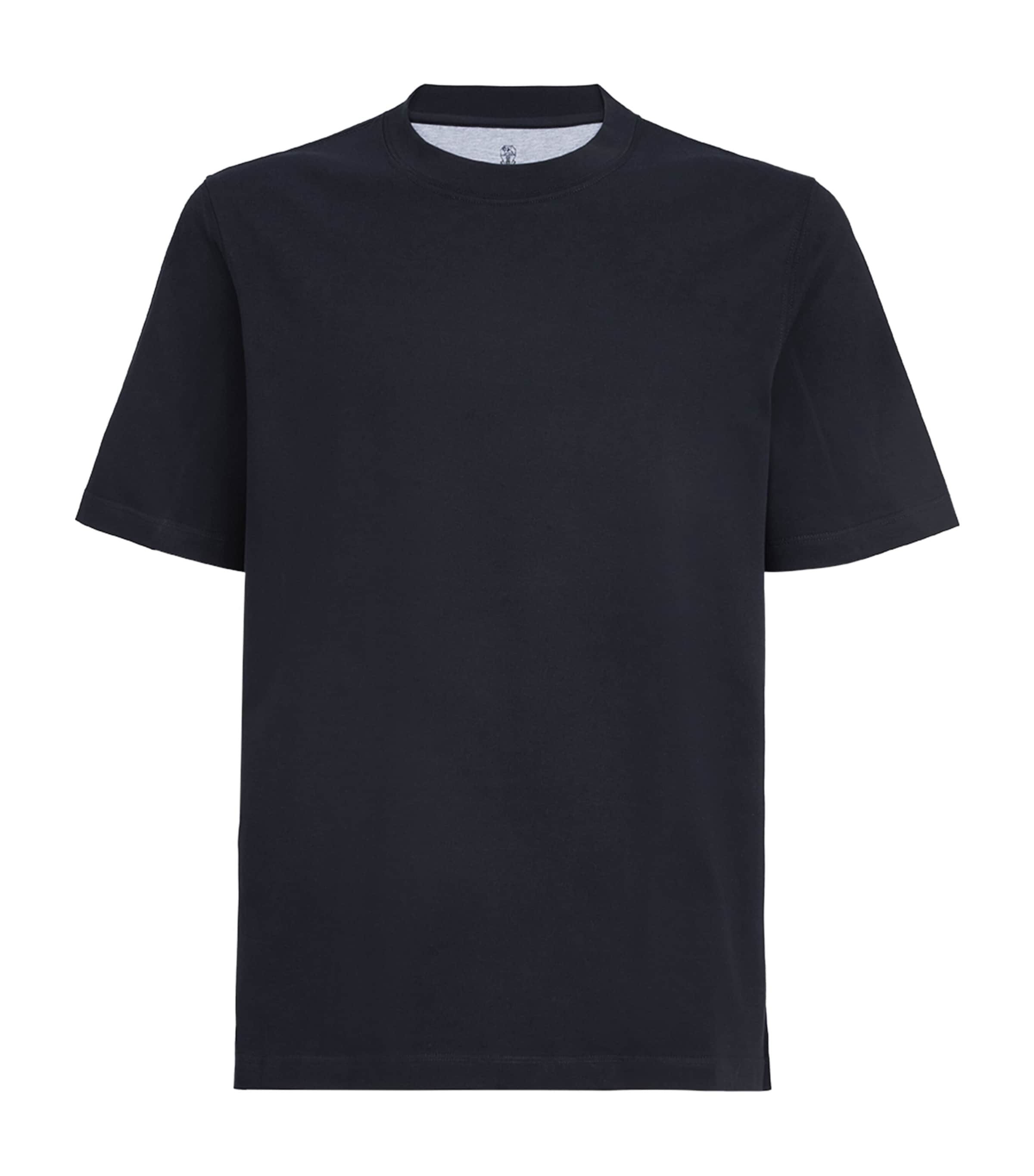 Brunello Cucinelli Mens Cotton V-Neck T-Shirt Blue